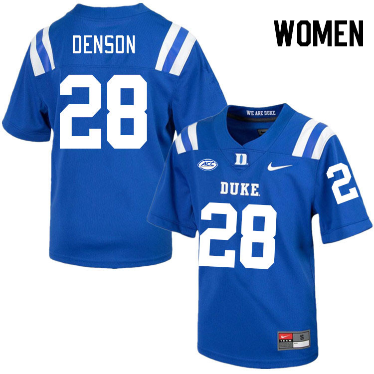 Women #28 Cole Denson Duke Blue Devils College Football Jerseys Stitched-Royal